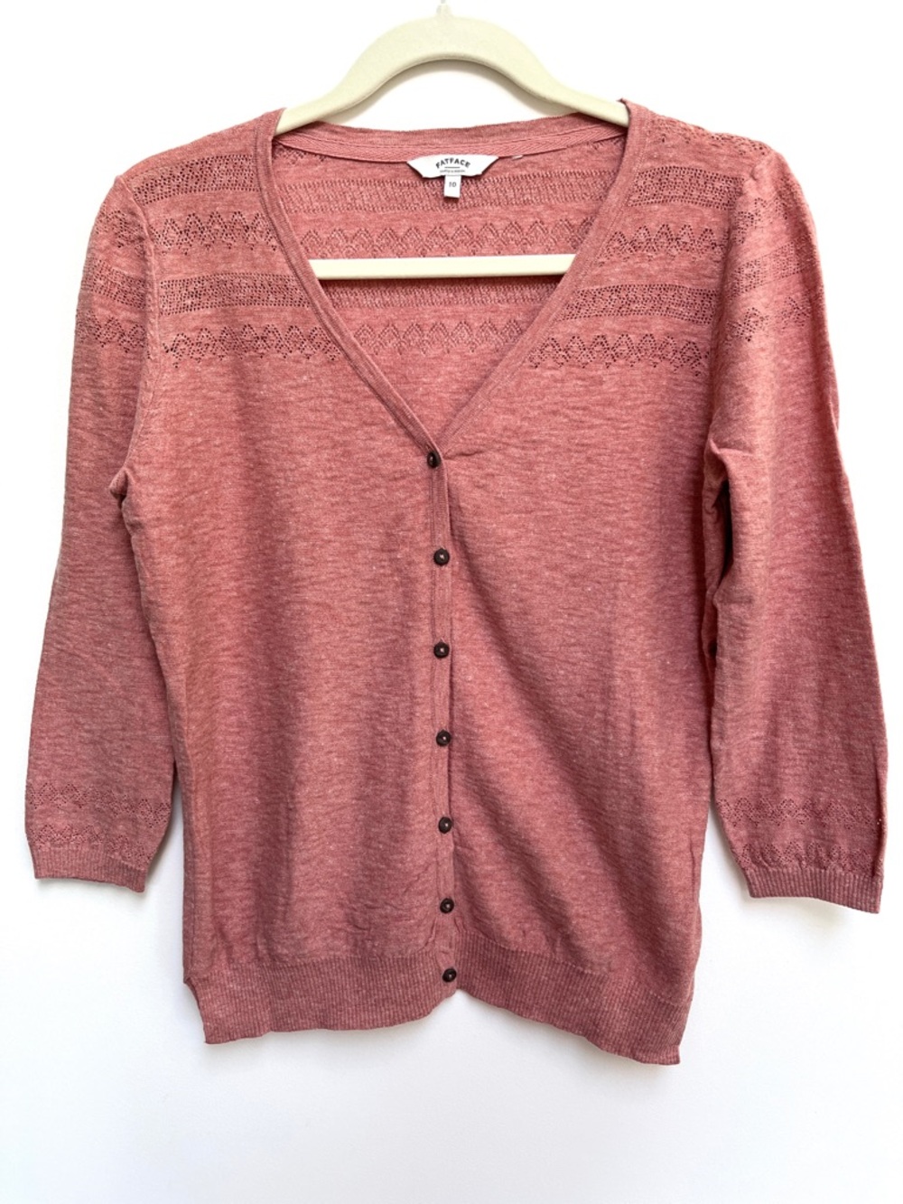 Fat Face classic style cardigan 3/4 sleeves size 10 UK size 6 US